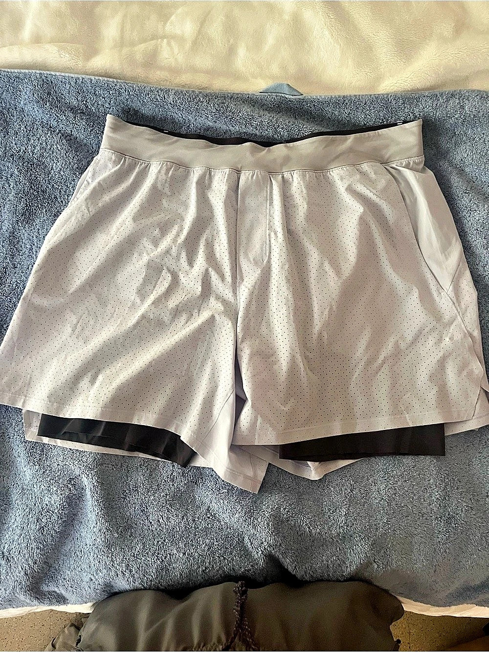 lululemon Perforated Athletic Shorts in White & Black
